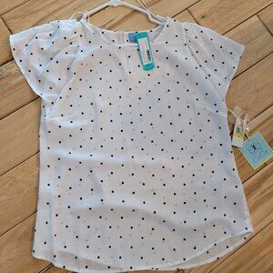 NWT Medium Cece Sportswear Polka Dot Blouse